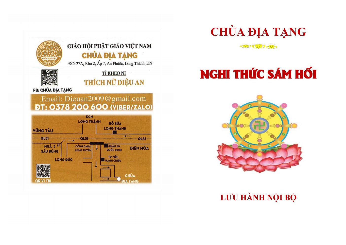 Bìa Nghi Thức Sám Hối – Chùa Địa Tạng